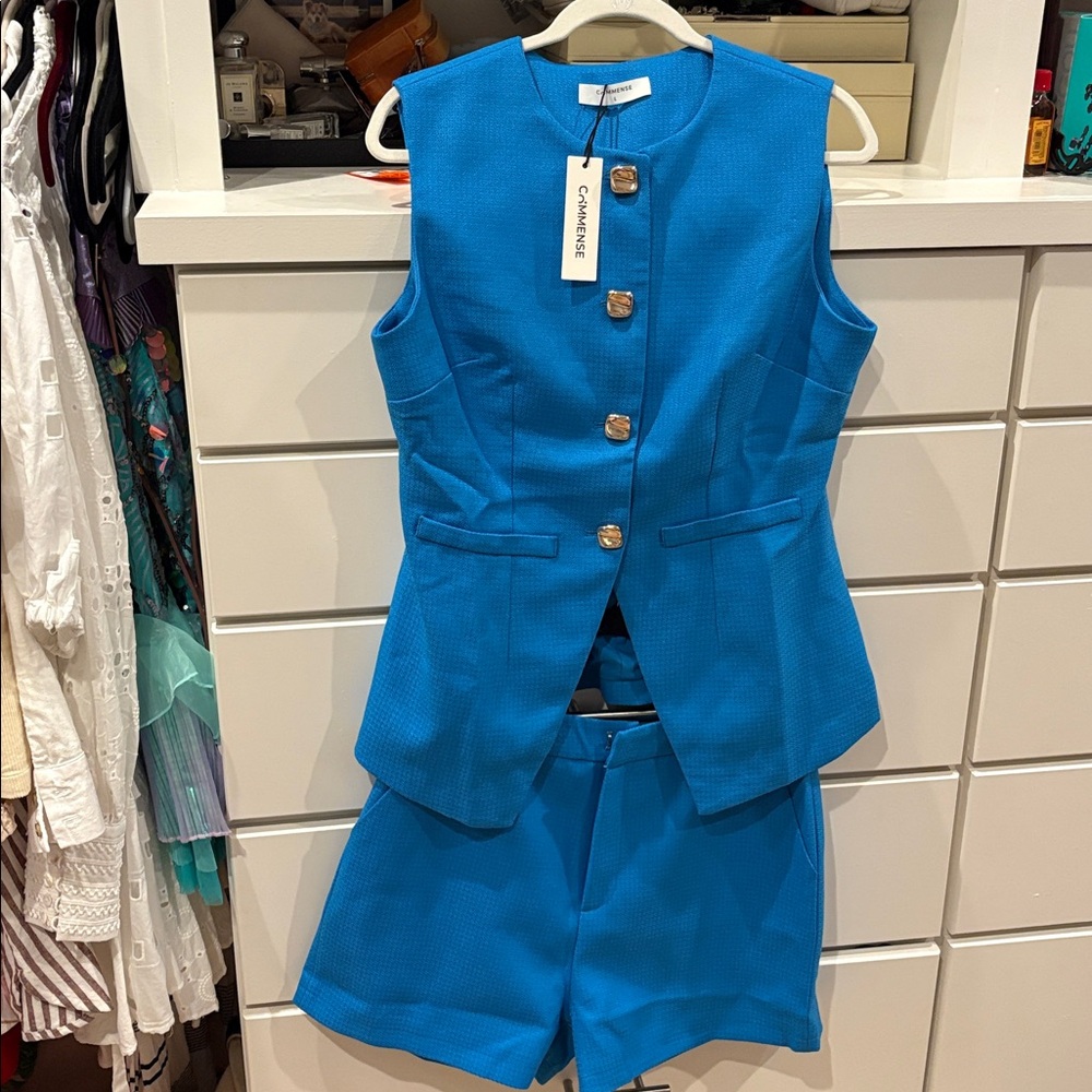 Commense Blue Textured Buttoned Top - Picture 6 of 9
